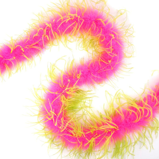 Marabou and Ostrich Feather Boa - Multi-color - Pink Orient/Lime