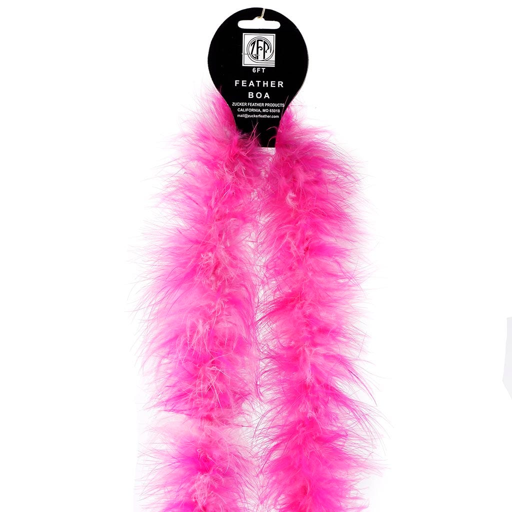 6ft Pink & White Blacklight Reactive Marabou Feather Boa