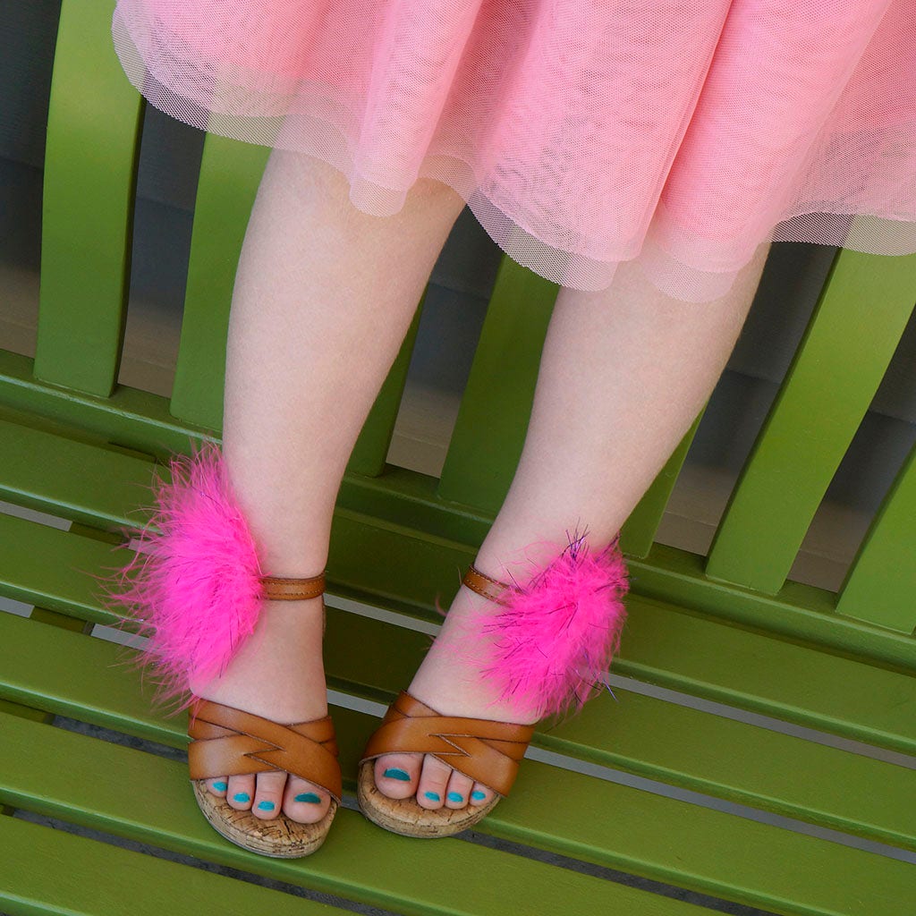 Feather Shoe Clip w/Marabou-Lurex - Pink Orient/Purple