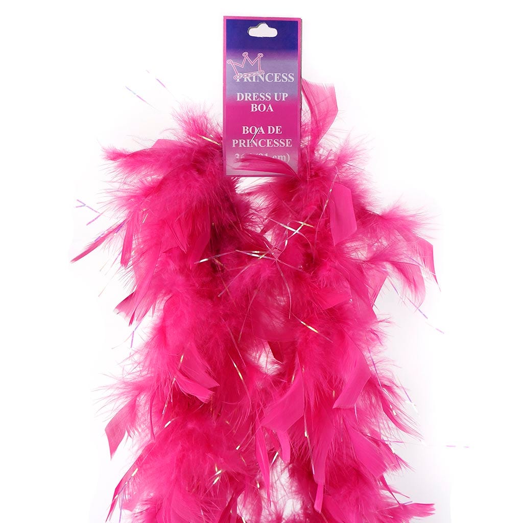 Dress Up Feather Boa for Little Girls - Raspberry Sorbet/Opal Lurex