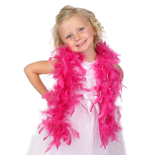 Dress Up Feather Boa for Little Girls - Raspberry Sorbet/Opal Lurex