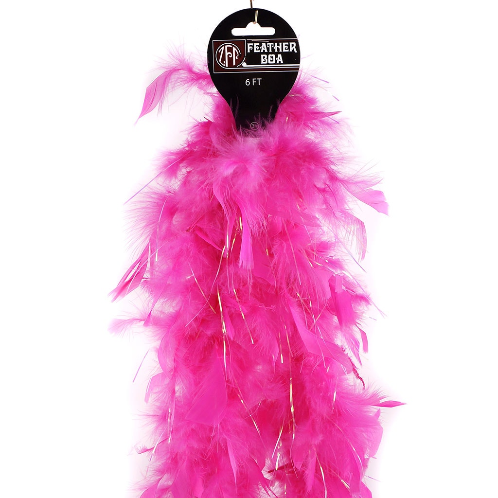 Chandelle Feather Boa - Lightweight - Pink with Opal Lurex