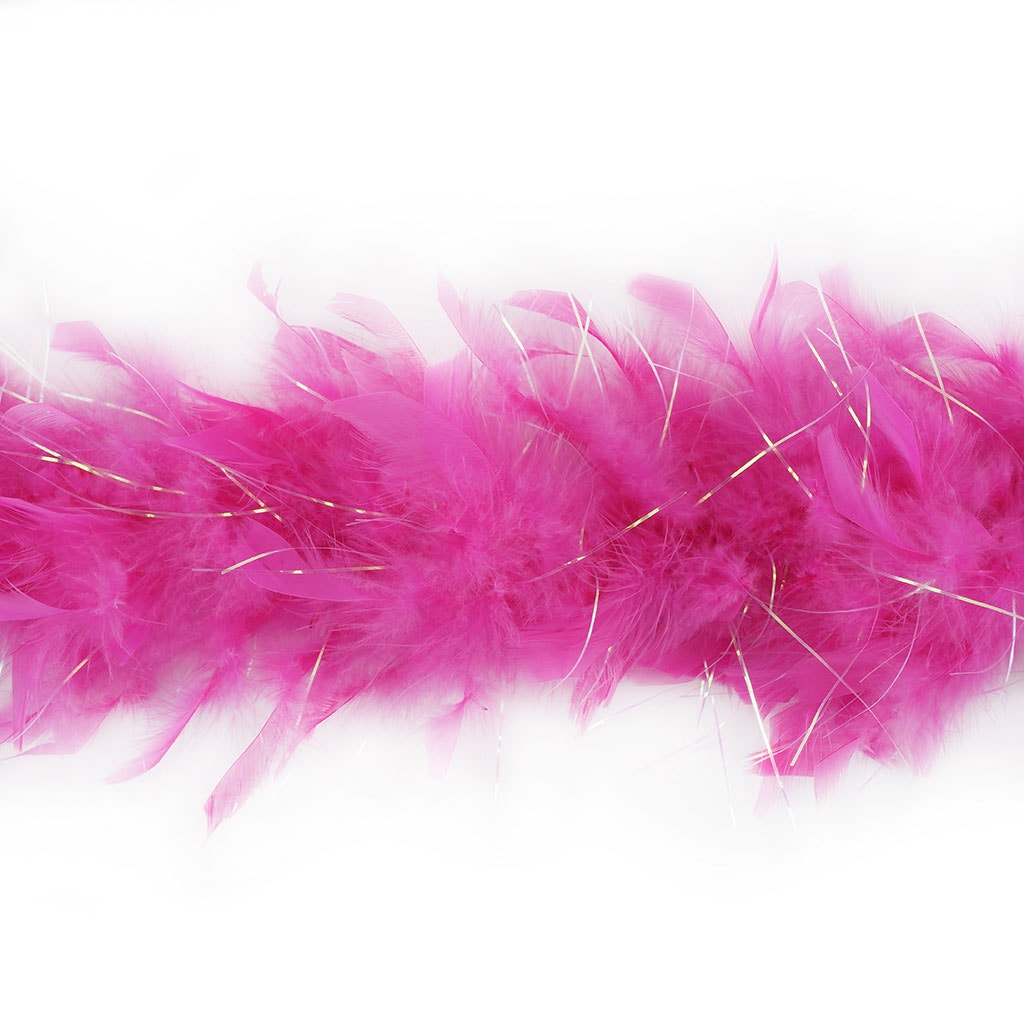 Chandelle Feather Boa - Lightweight - Pink with Opal Lurex