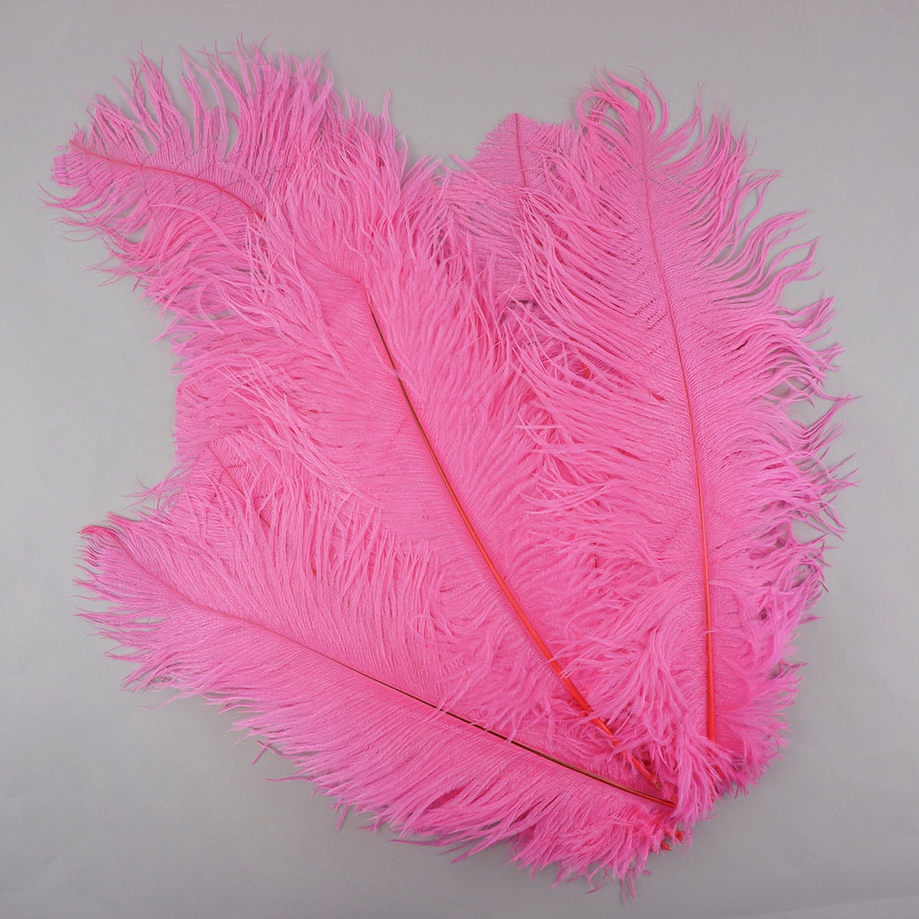 Zucker Pink Ostrich Plume Blacklight Reactive Feathers - 12Pk OP18NPO