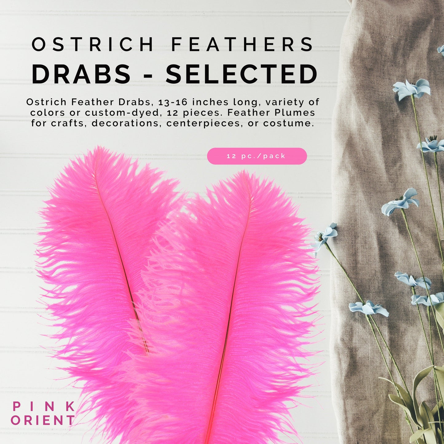 Ostrich Feathers 13-16" Drabs - Pink Orient