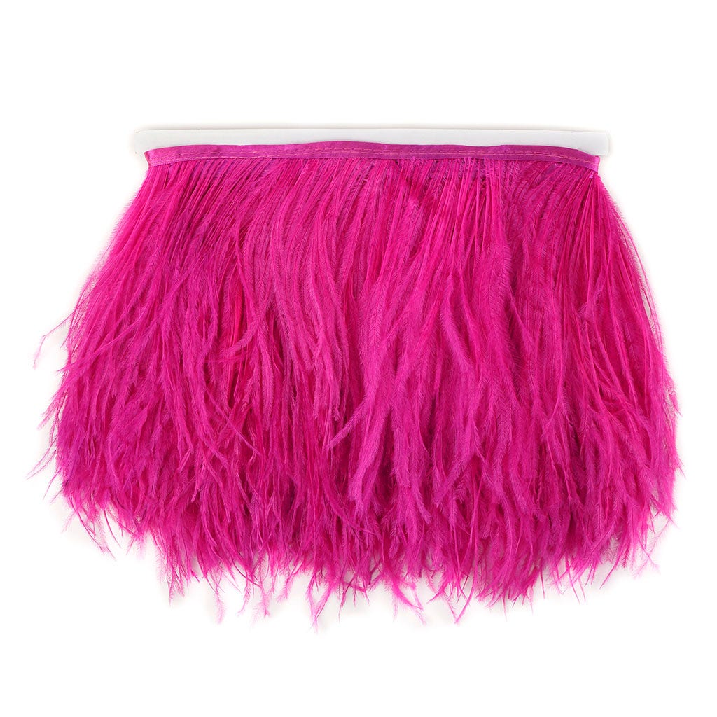 One-Ply Ostrich Feather Fringe - 5 Yards  - Shocking Pink