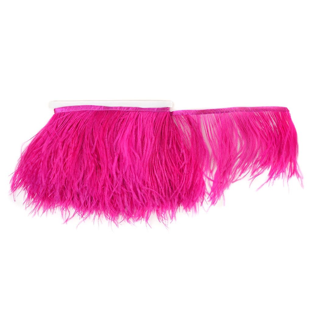 One-Ply Ostrich Feather Fringe - 5 Yards  - Shocking Pink