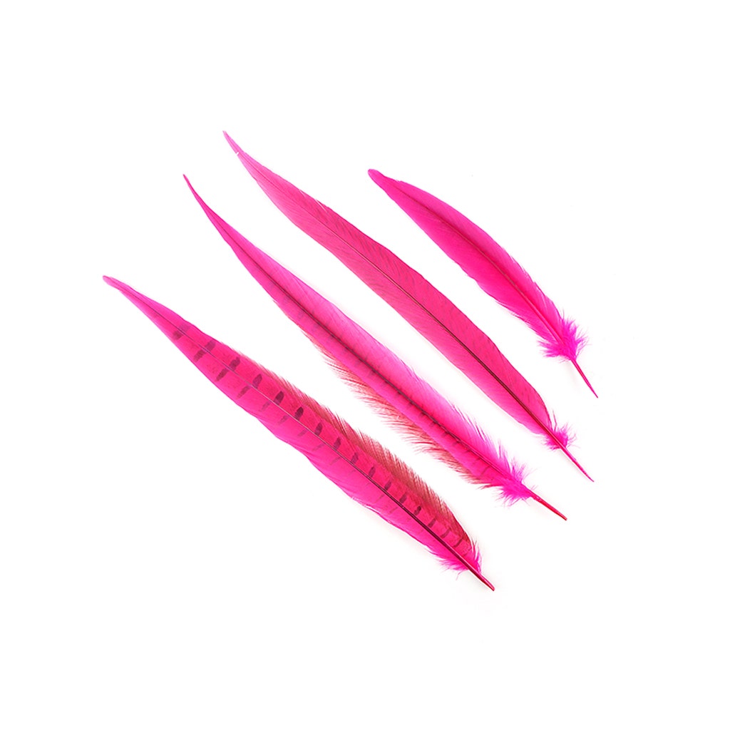 Assorted Pheasant Tails Dyed - Shocking Pink