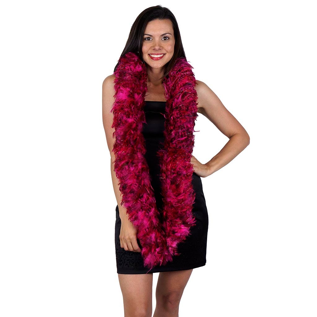 Red Chinchilla Saddle Rooster Feather Boa 5-6" - Shocking Pink
