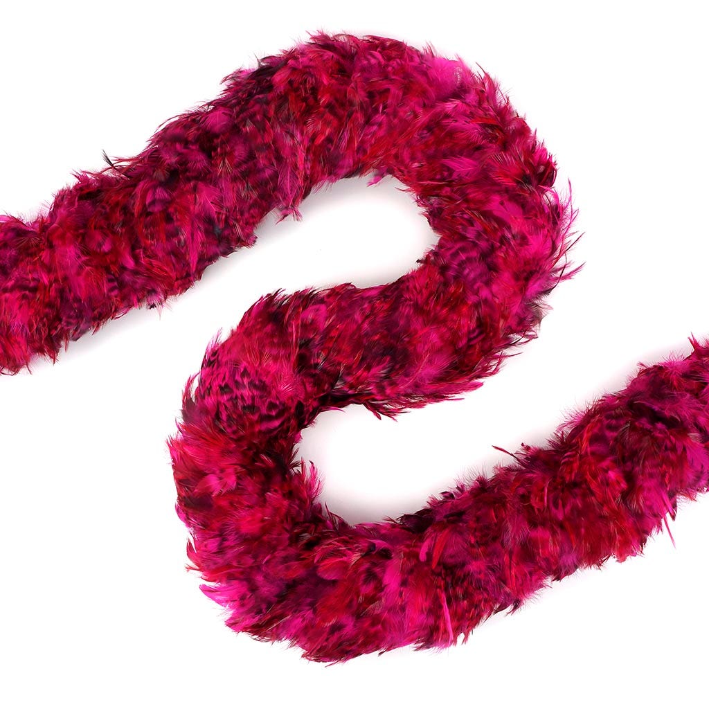 Red Chinchilla Saddle Rooster Feather Boa 5-6" - Shocking Pink