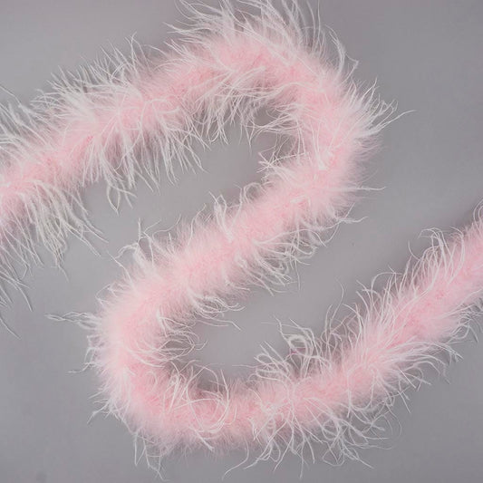 Marabou and Ostrich Feather Boa - Multi-color - Light Pink/White