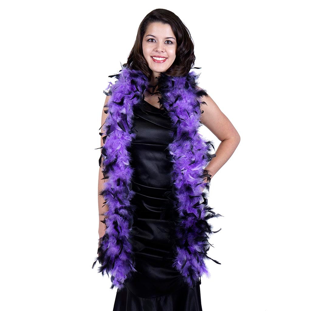 Chandelle Feather Boa - Medium Weight - Tipped - Lavender/Black