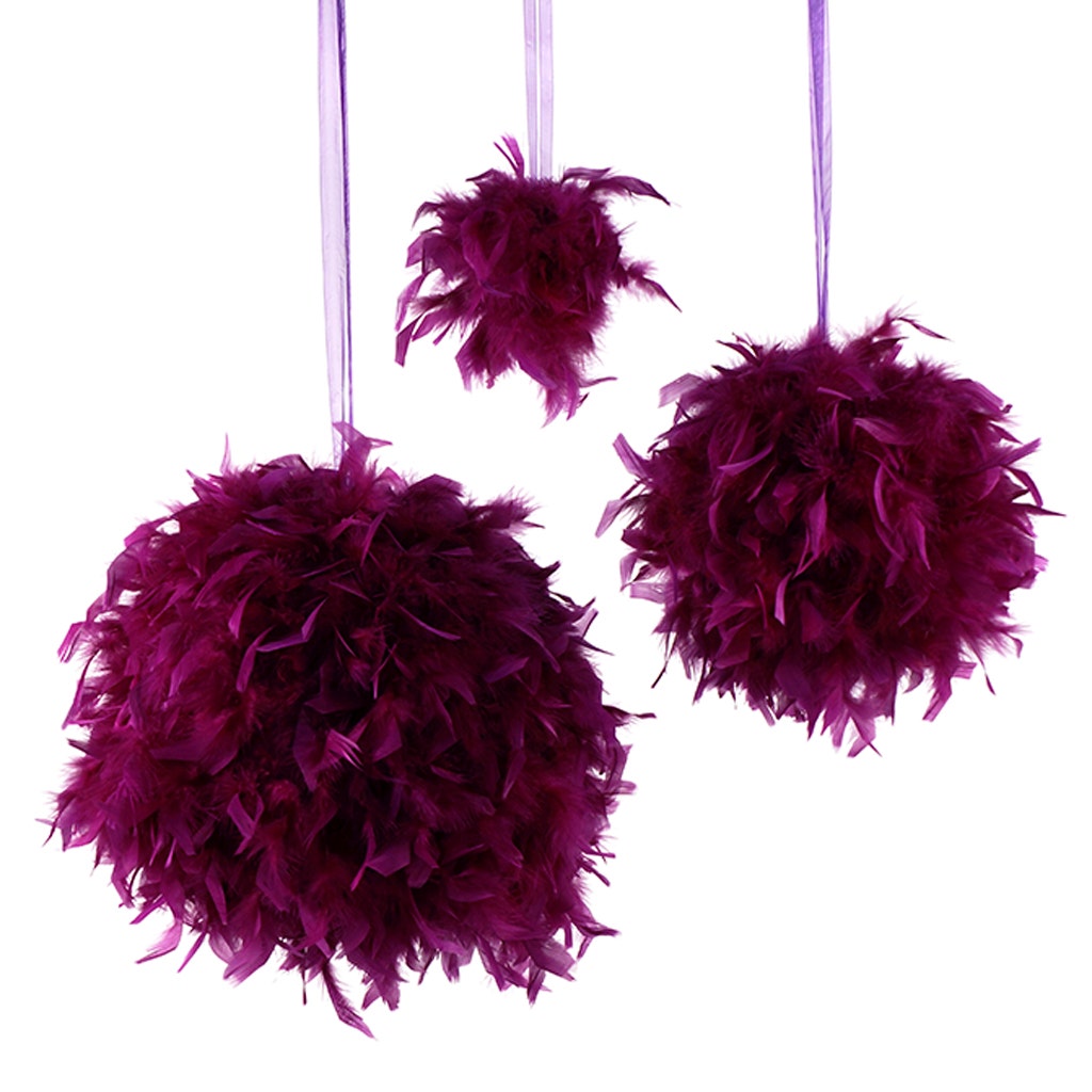 Chandelle Feather Pom Poms - Purple