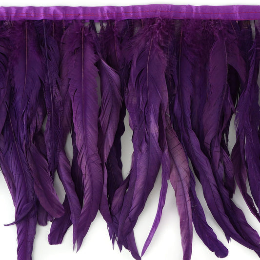 Bleach Dyed Coque Tail Feather Fringe - 10-12" - Purple