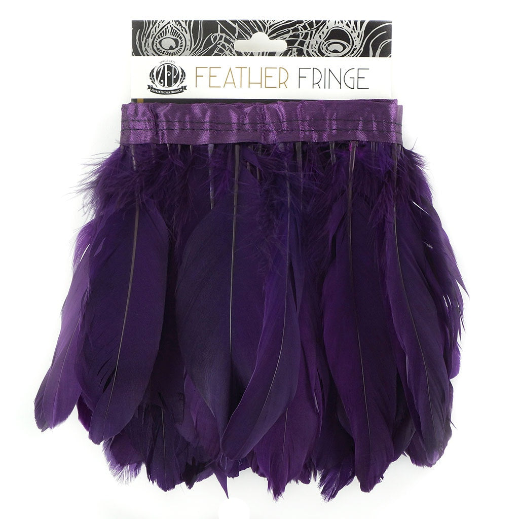 Parried Goose Pallet Feather Fringe - 6" - 1yd Purple
