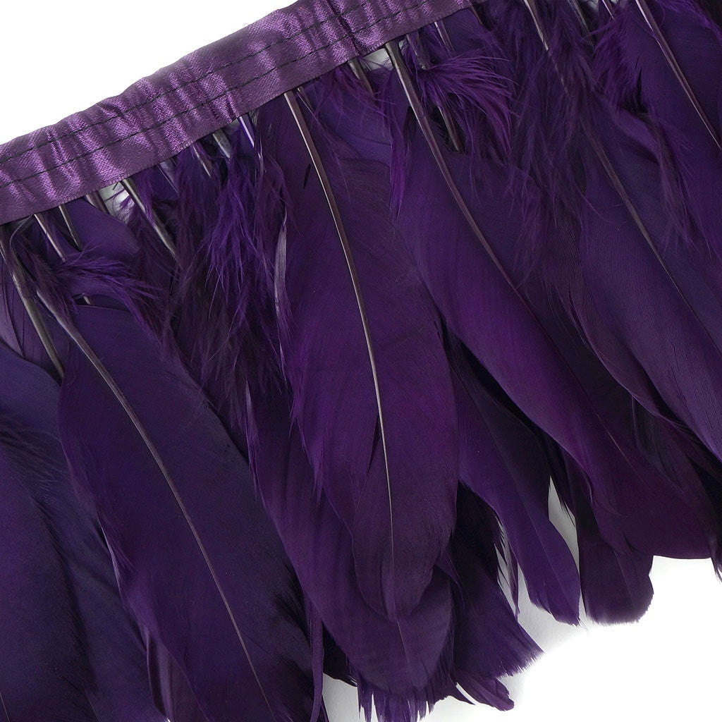 Parried Goose Pallet Feather Fringe - 6" - 1yd Purple