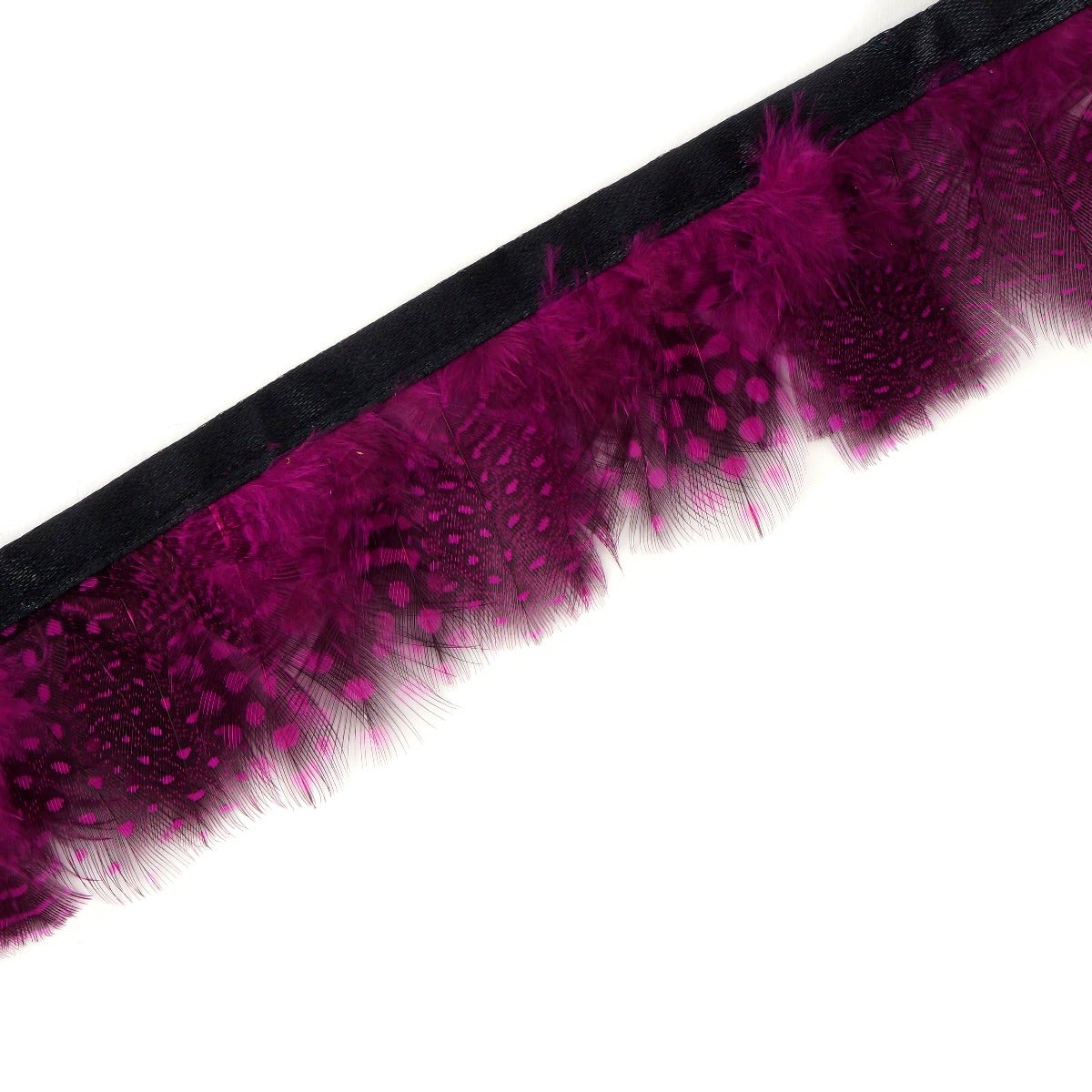 1 Yard  Guinea Plumage Feather Fringe - 1.75" -  Very Berry