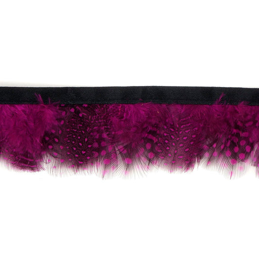 Guinea Plumage Feather Fringe - Very Berry