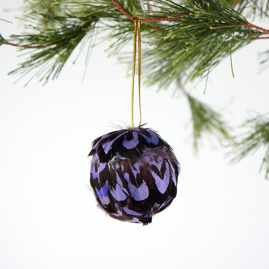 Venery Feather Ornament - Dyed 2" ball Lavender