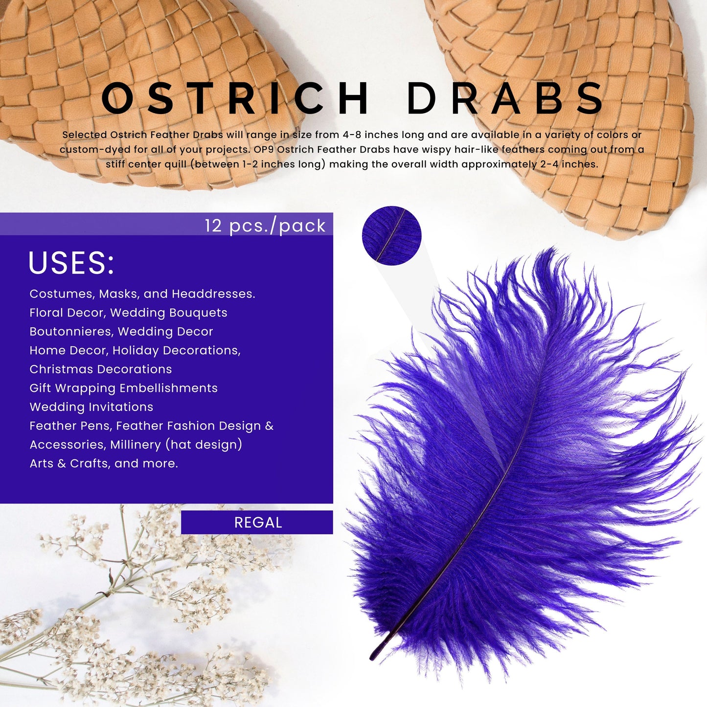PURPLE BULK 4-8 Inches Ostrich Feathers Drabs Wholesale Feathers 