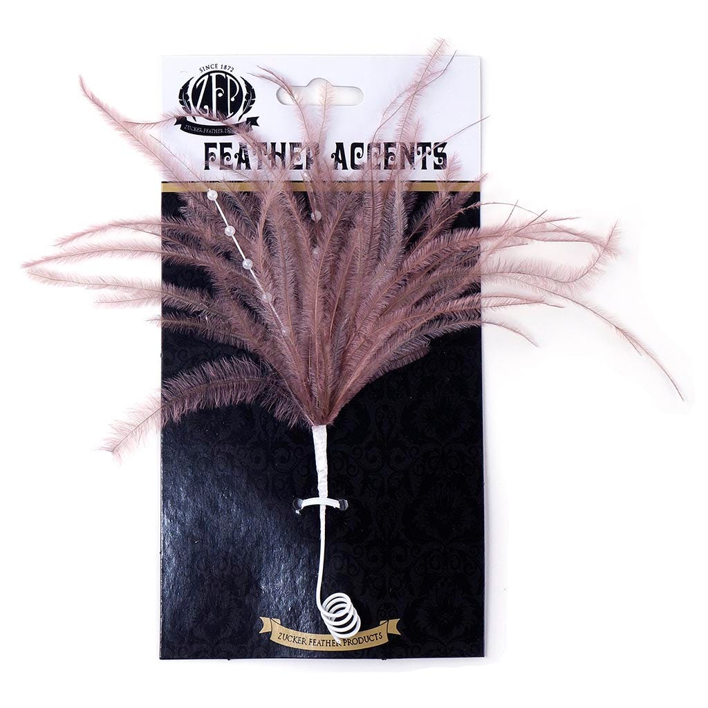 Feather Floral Pick w/Ostrich-Pearls - Amethyst