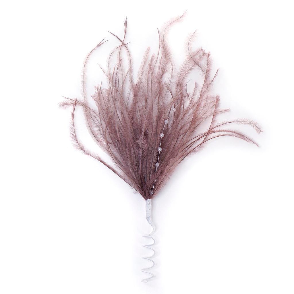 Feather Floral Pick w/Ostrich-Pearls - Amethyst