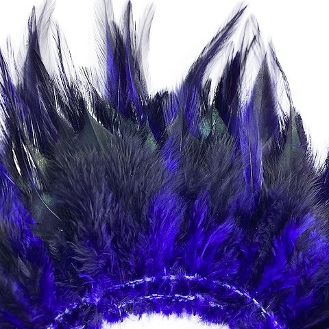 Badger Rooster Saddle Feathers Strung - 2" strip of 4-6" Rooster Feathers - Regal Purple