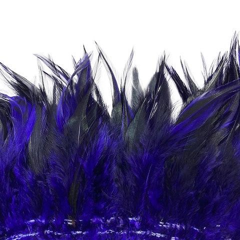 Badger Rooster Saddle Feathers Strung - 2" strip of 4-6" Rooster Feathers - Regal Purple