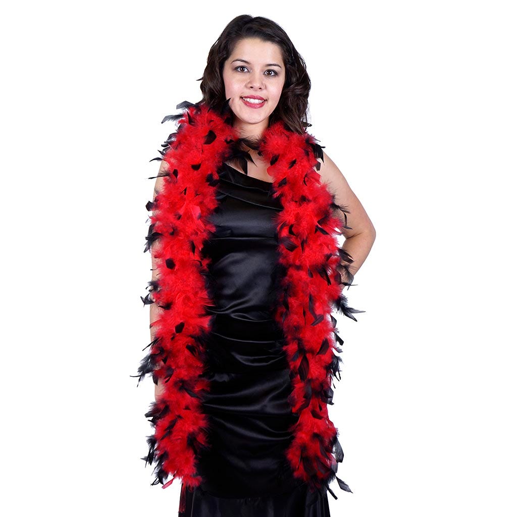 Chandelle Feather Boa - Lightweight - Tipped Red/Black