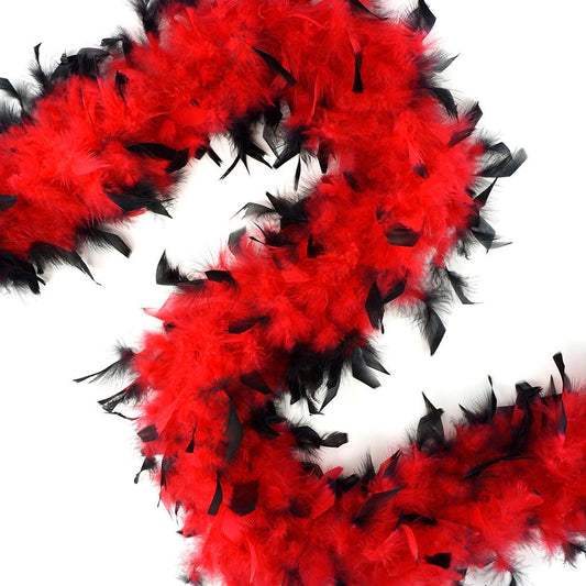 Chandelle Feather Boa - Lightweight - Tipped Red/Black