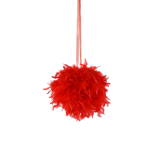 Chandelle Feather Pom Poms - Red - 12"