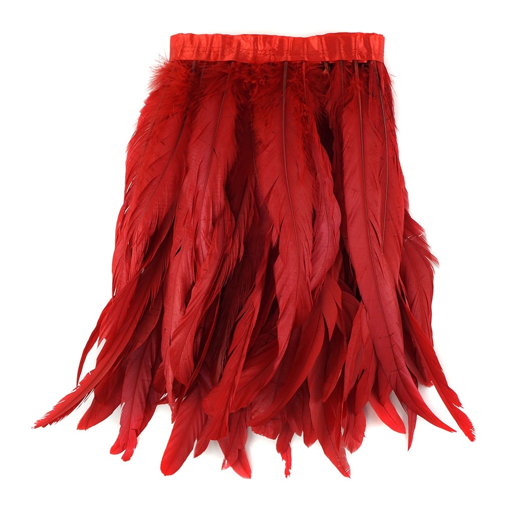 Bleach Dyed Coque Tail Fringe - 12-14" - Red