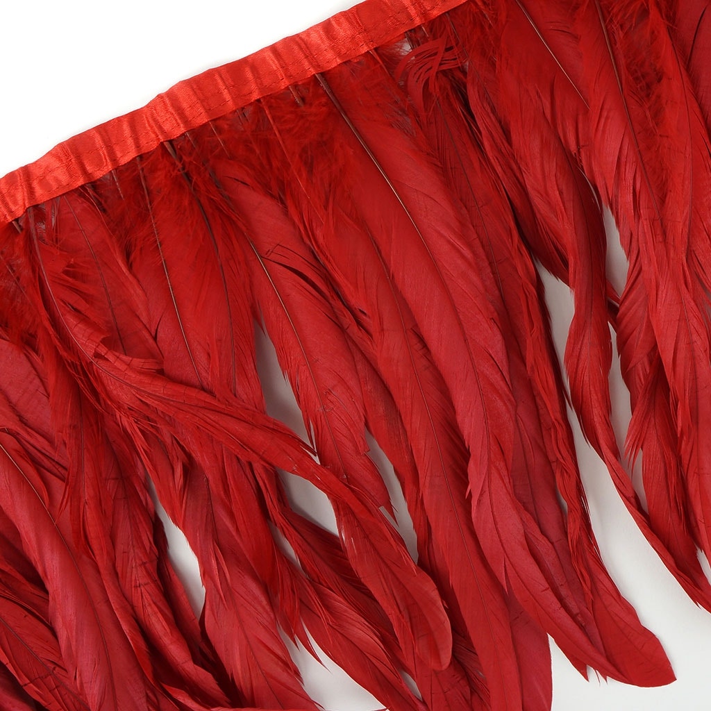Bleach Dyed Coque Tail Fringe - 12-14" - Red