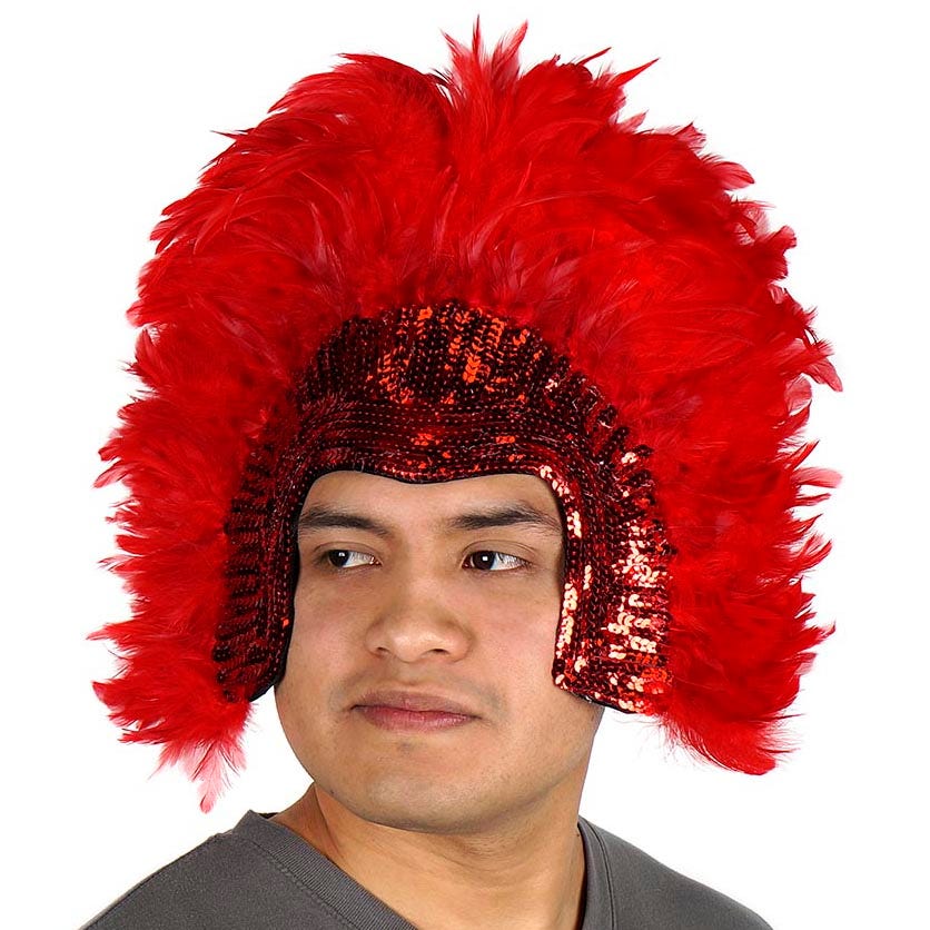 Coque Feather Headdress w/Sequins - Red