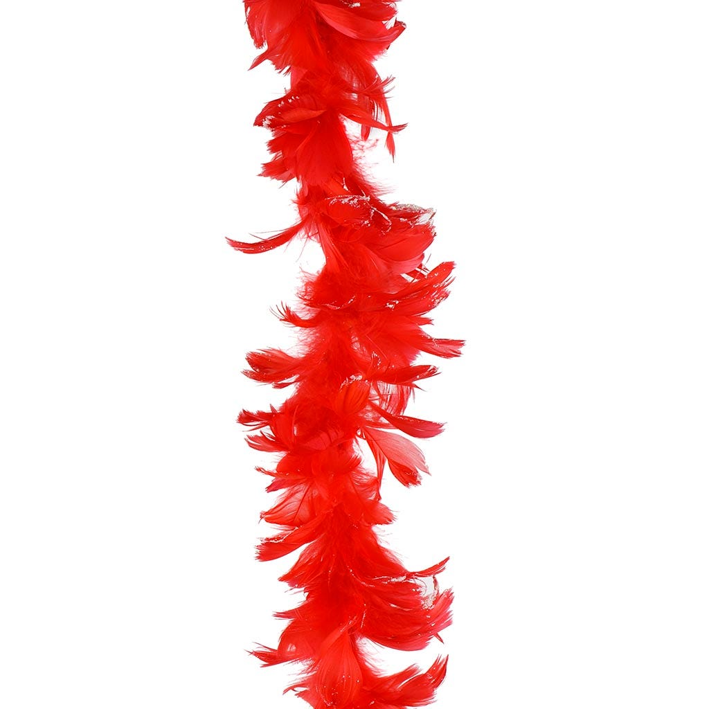 Feather Garland w/Goose Coquille Red w/Opal Glitter