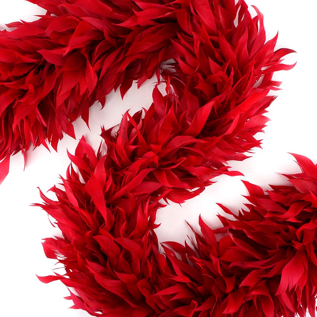 Goose Feather Boa - Stripped Nagoire -  Red