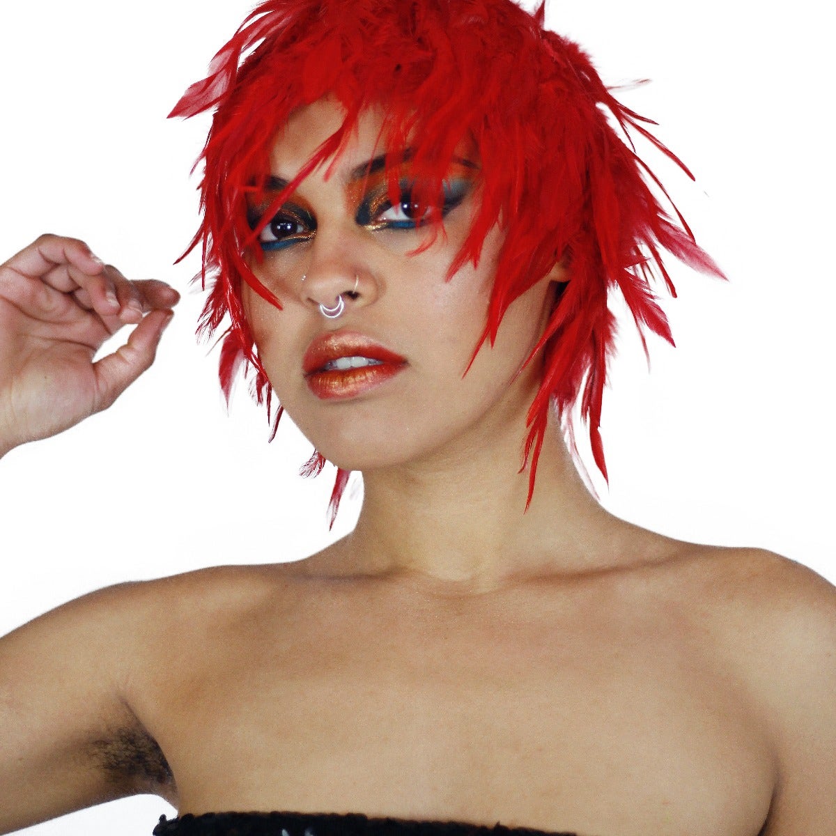 Hackle Feather Wig-Solid - Red