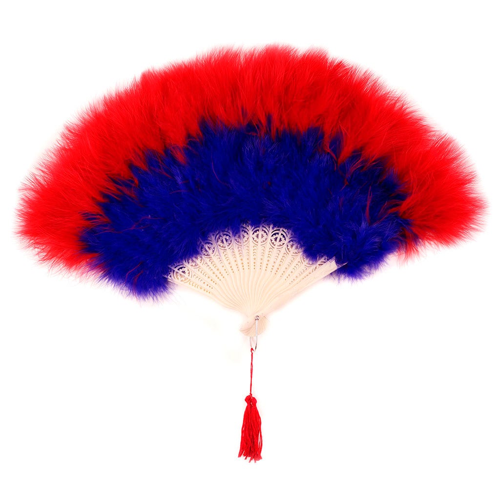 Marabou Feather Fan Multi Color - Red/Regal