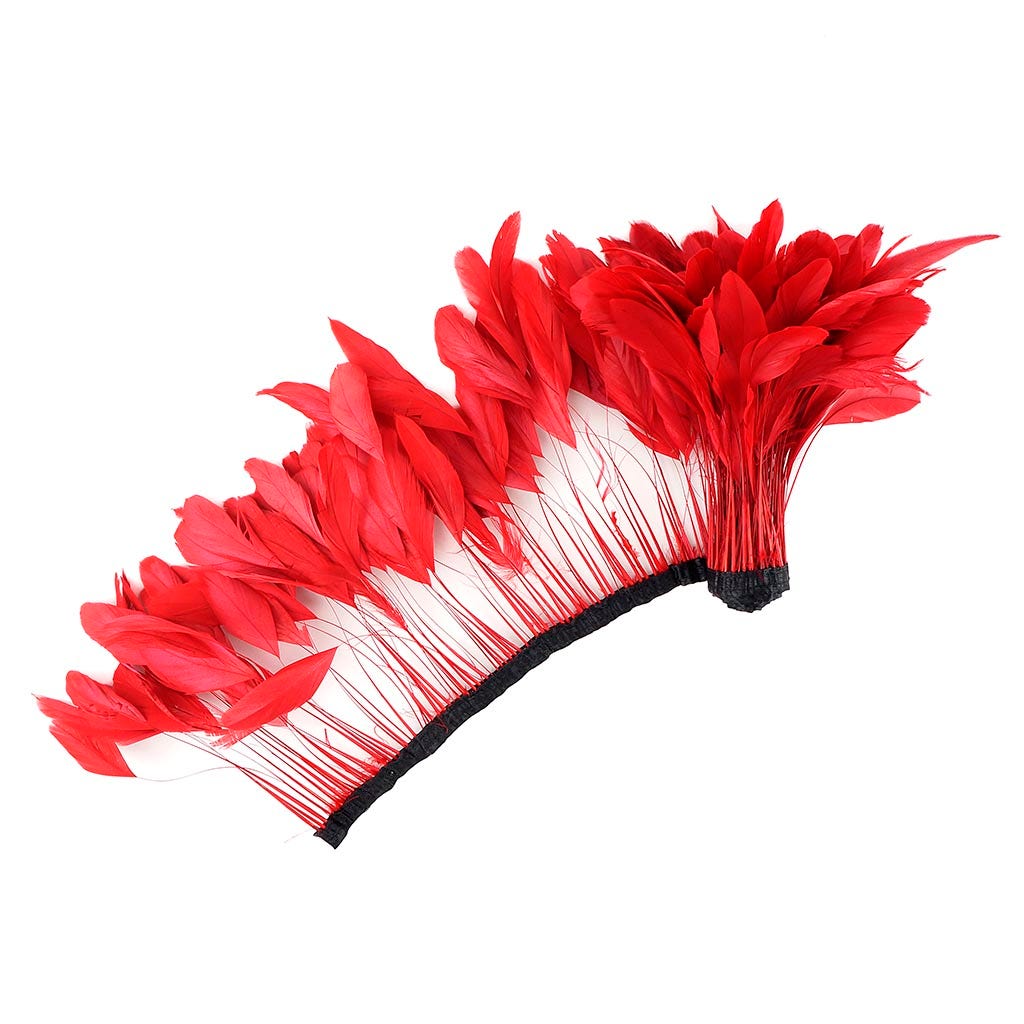 Stripped Bleached Coque Fringe - Red