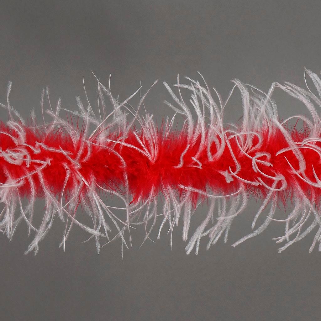 Marabou and Ostrich Feather Boa - Red/White