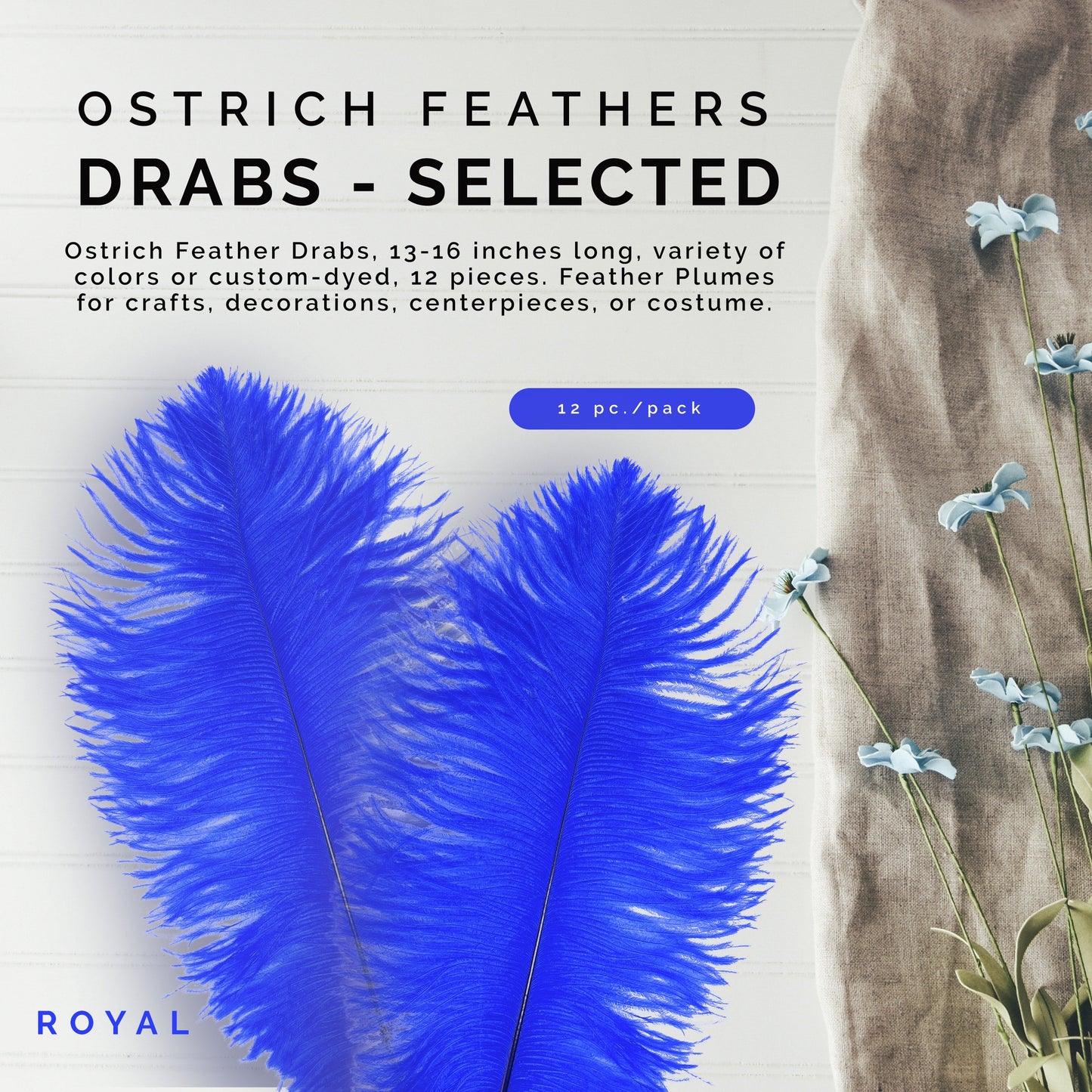 Ostrich Feathers 13-16" Drabs - Royal