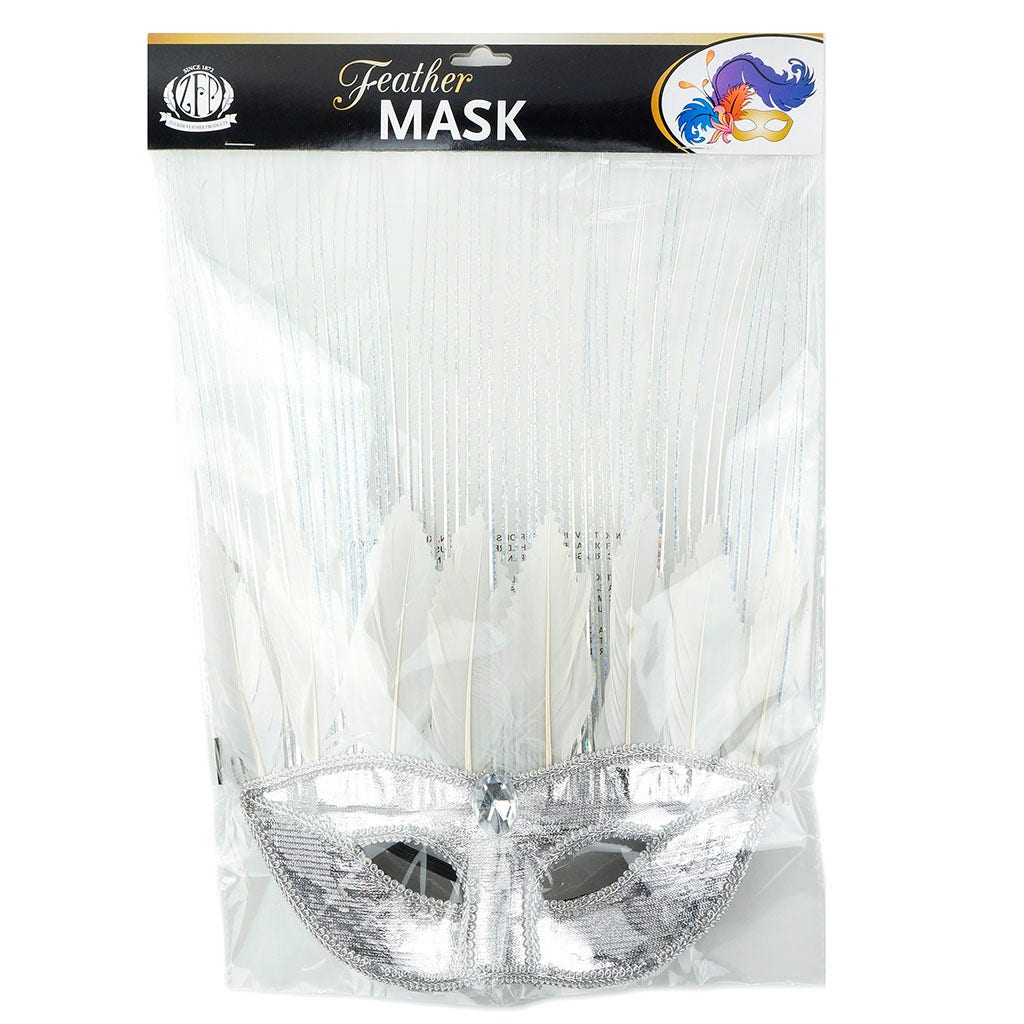 Goose Feather Mask Silver/White