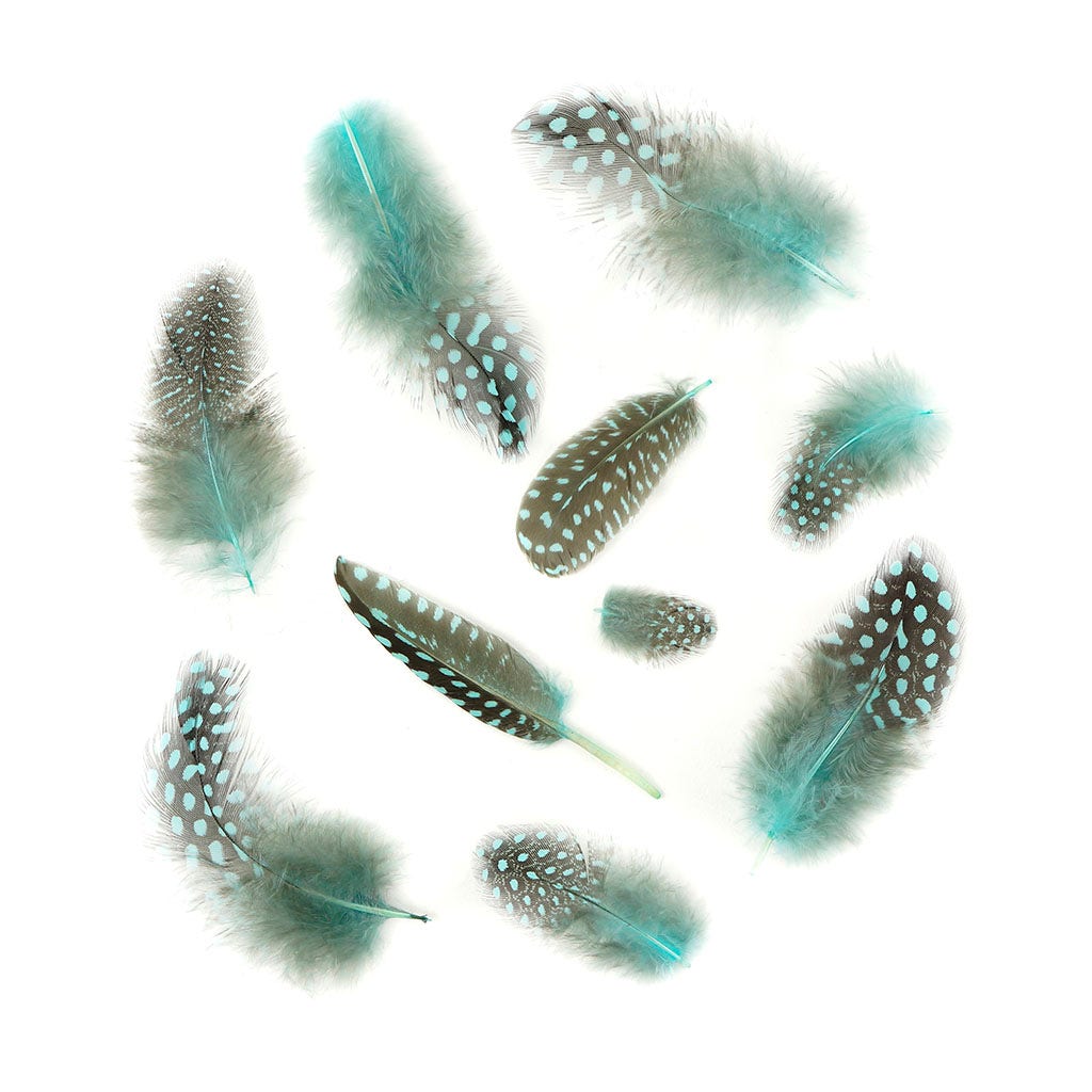 Loose Guinea Plumage Dyed - Light Turquoise - 0.1 oz (approx. 50 pcs)