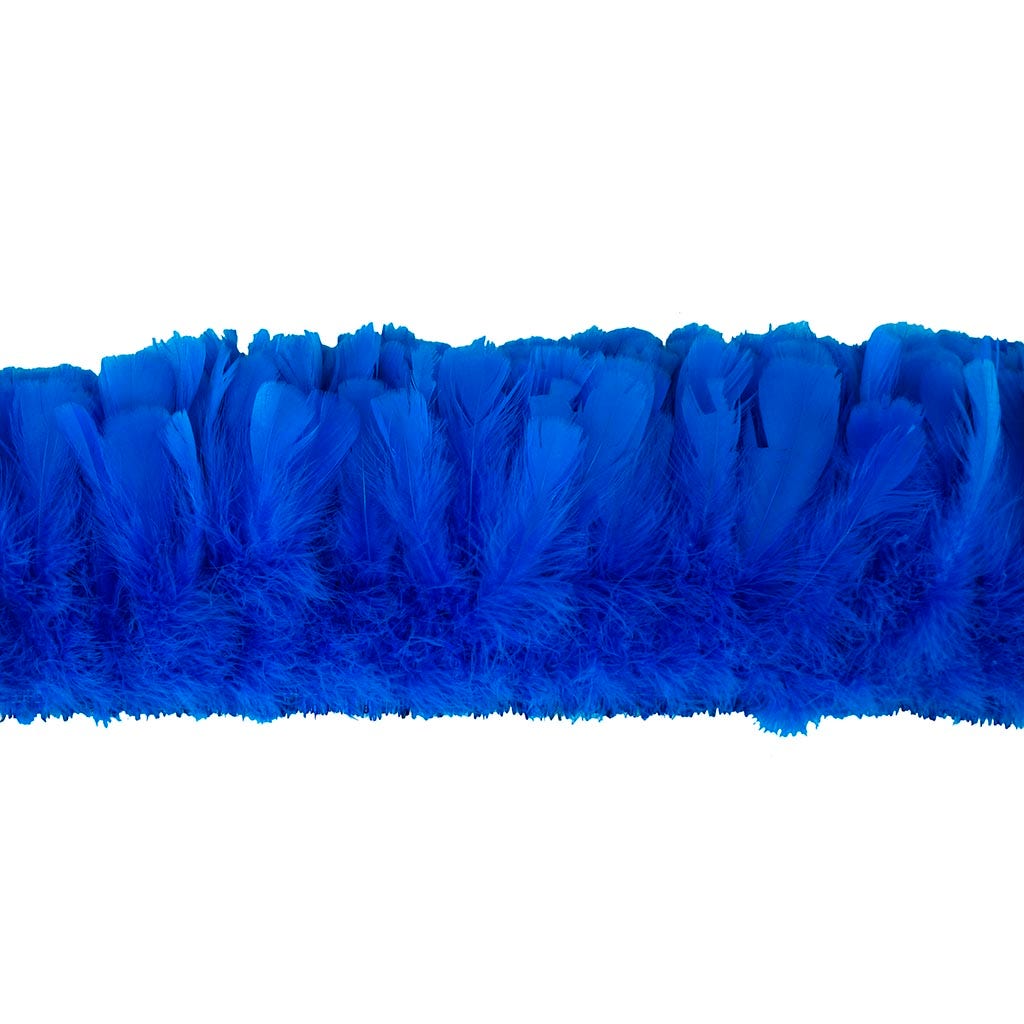 Parried Turkey Ruff Feathers -  1/2YD - Dark Turquoise