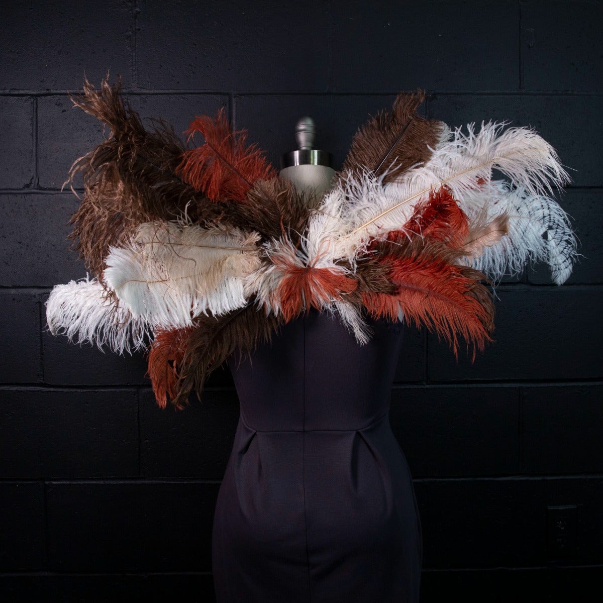 Owl Upcycled Ostrich Feather Costume Wings