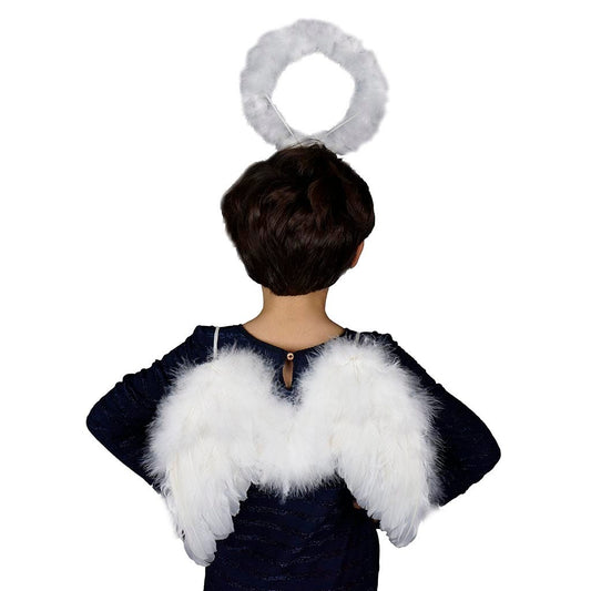 White Angel Wing Halo Costume - Kids Halloween Baby Toddler Feather Wings
