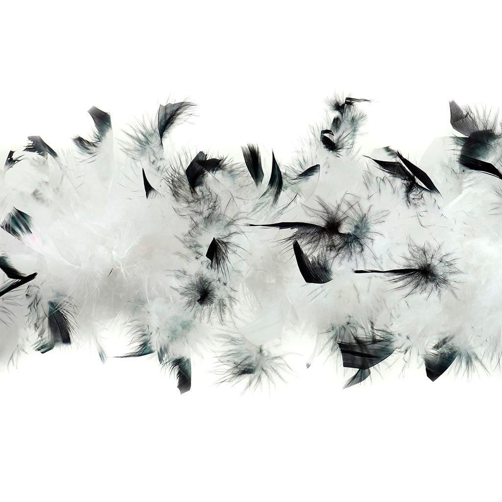 Chandelle Feather Boa - Lightweight - Tipped White/Black