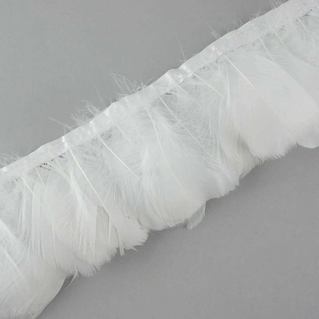 Goose Feather Fringe Trim - 5 Yards - White