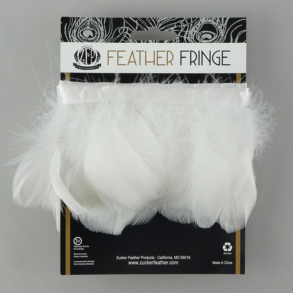 Goose Feather Fringe Trim - 1 Yard - White
