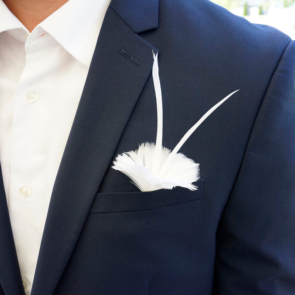 Feather Floral Pick w/Goose - White